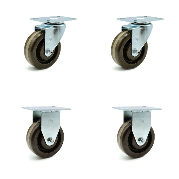 Service Caster SCC 4 in X 1.5 High Temp Phenolic Wheel Caster - 2 Swivel/2 Rigid, 4PK SCC-20S415-PHSHT-TP2-2-R415-2 - main